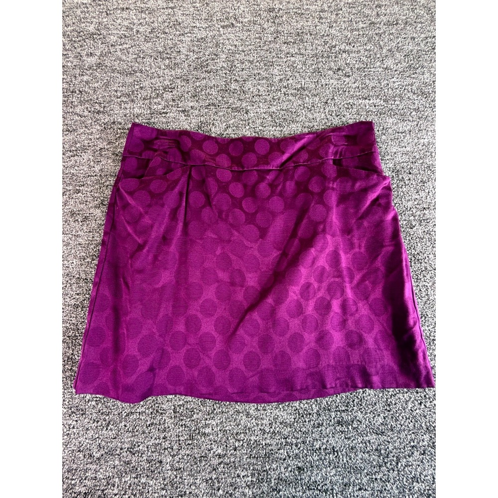 Ann Taylor LOFT Mini Skirt Womens 16 Purple Textured Polka Dot Lined Preppy